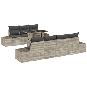 Gartensofa Set Hellgrau/Dunkelgrau mit Kissen