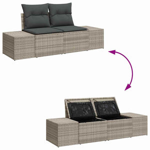 Gartensofa Set Hellgrau/Dunkelgrau mit Kissen