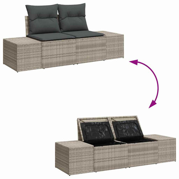 Gartensofa Set Hellgrau/Dunkelgrau mit Kissen
