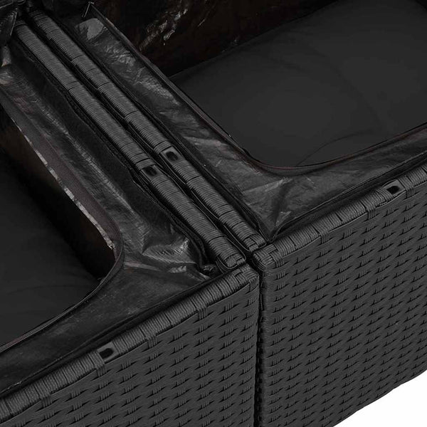 Gartensofa Set mit Kissen, 8-teilig, Schwarz