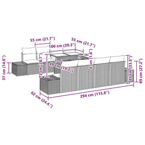 Gartensofa Set 9-teilig mit Stauraum