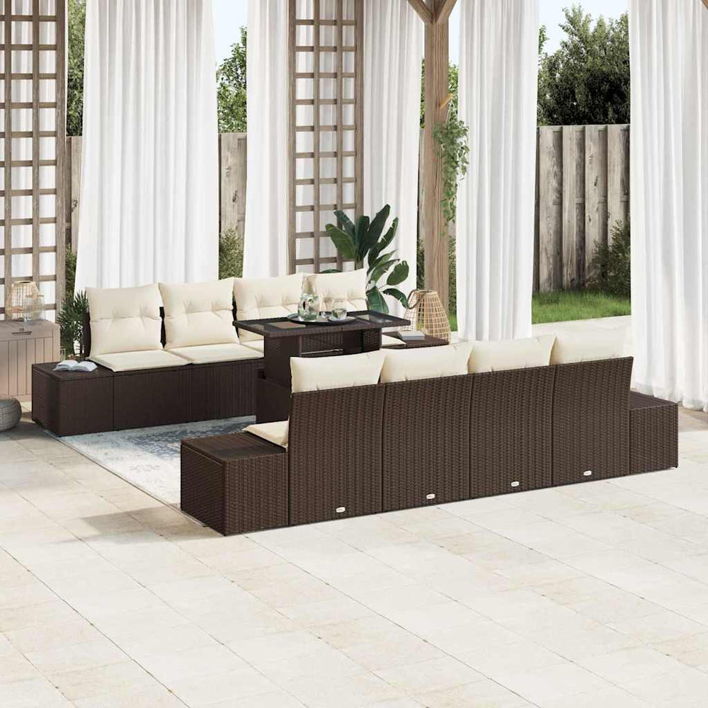 Gartensofa Set Braun Creme 9-teilig