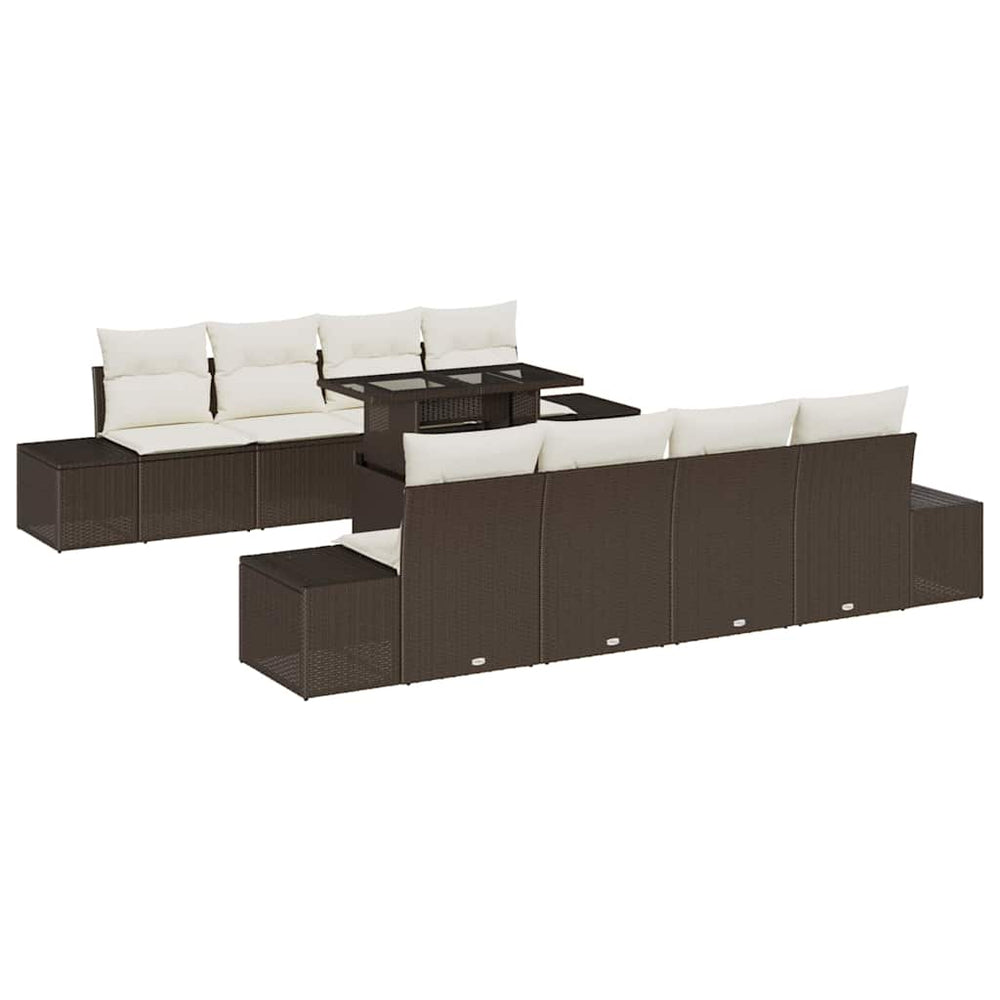 Gartensofa Set Braun Creme 9-teilig