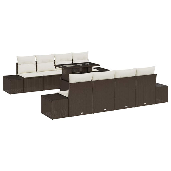 Gartensofa Set Braun Creme 9-teilig
