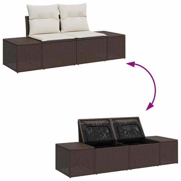 Gartensofa Set Braun Creme 9-teilig