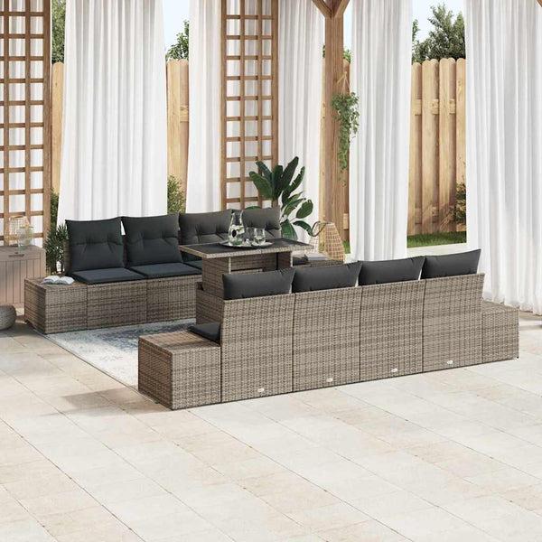 Gartensofa Set Grau mit Kissen & Stauraum
