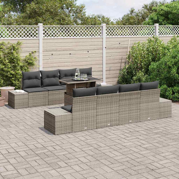 Gartensofa Set Grau mit Kissen & Stauraum