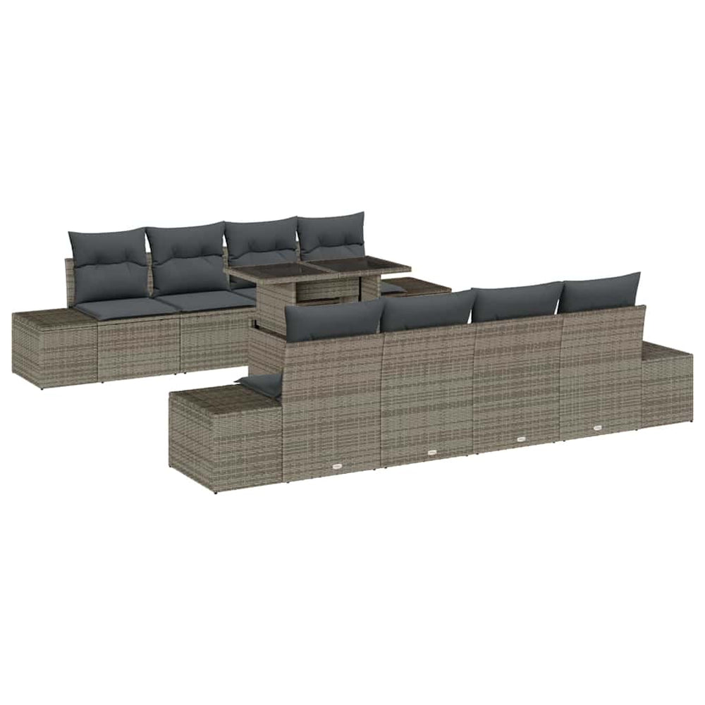 Gartensofa Set Grau mit Kissen & Stauraum