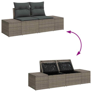 Gartensofa Set Grau mit Kissen & Stauraum