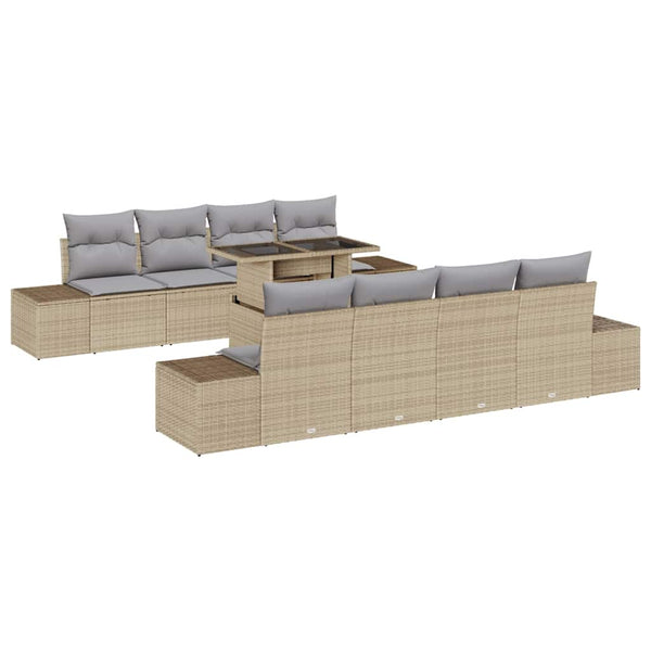 Gartensofa Set mit Kissen & Stauraum, 9-teilig