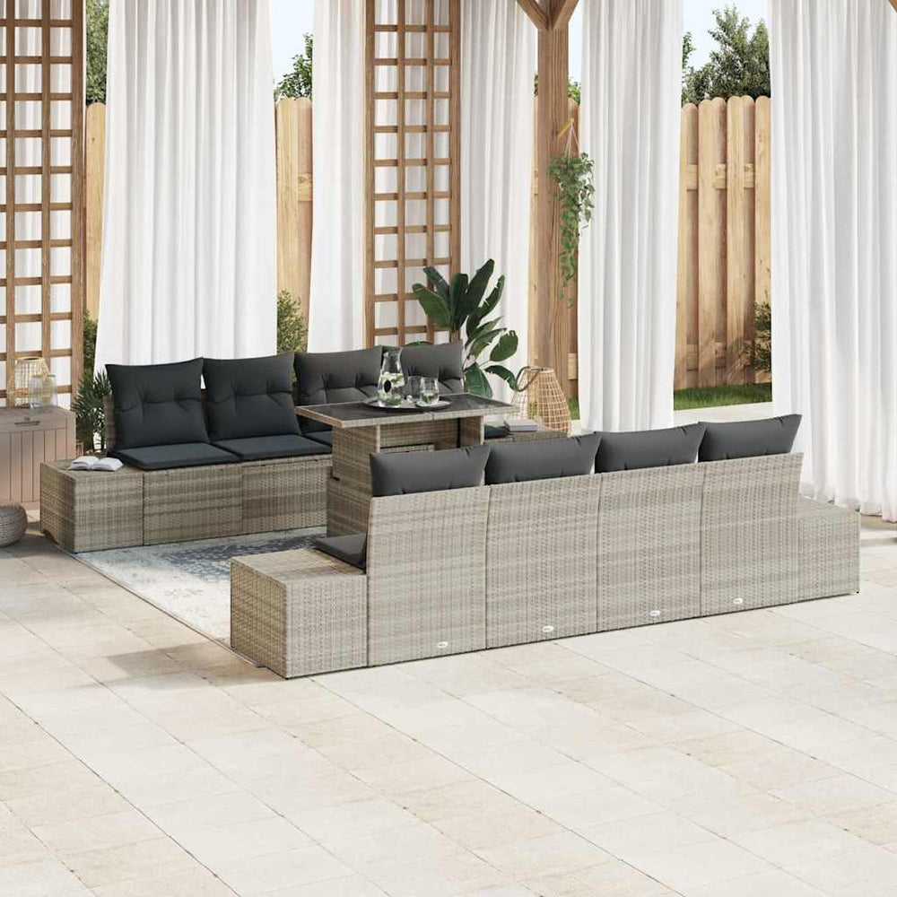 Gartensofa Set Hellgrau/Dunkelgrau mit Kissen