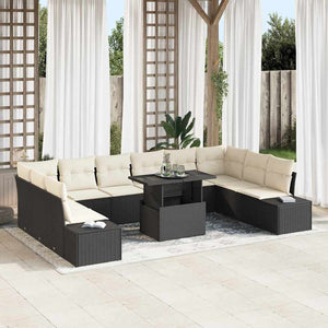 Schwarzes Garten-Sofa-Set mit Stauraum