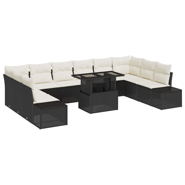 Schwarzes Garten-Sofa-Set mit Stauraum