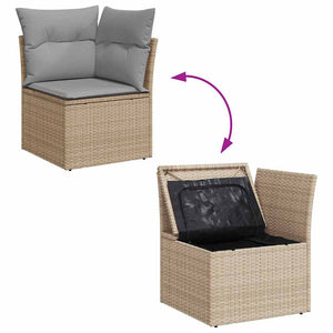 Garten Sofa Set Beige Poly Rattan 9-teilig