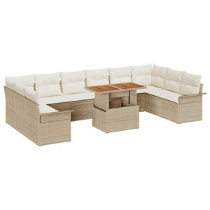 Garten Sofa Set mit Stauraum, Beige Rattan, 11-teilig