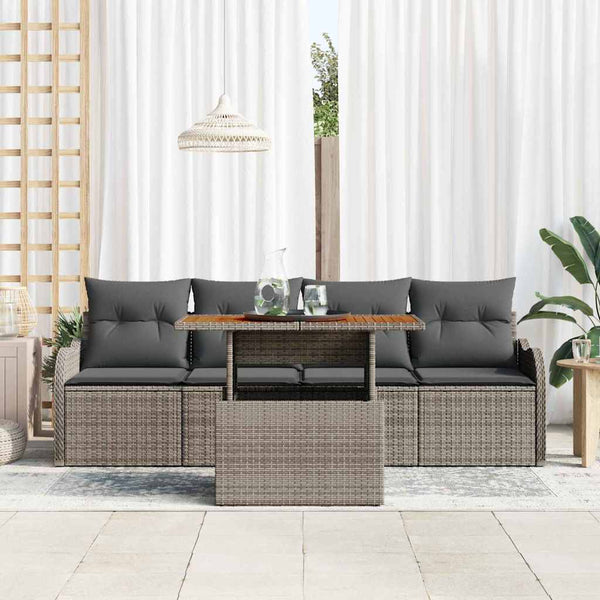 Gartensofa Set mit Stauraum Grau Poly Rattan 5-teilig