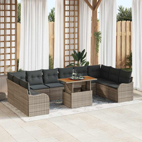 Garten Sofa Set mit Stauraum, 11-teilig, Grau