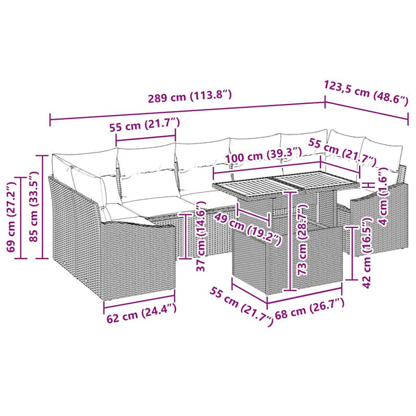 Garten Sofa Set Grau mit Stauraum