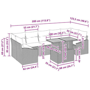 Garten Sofa Set mit Stauraum, 8-teilig