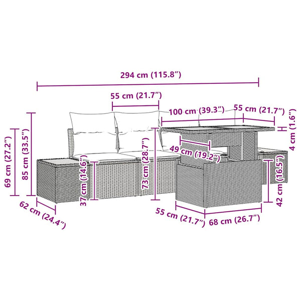 vidaXL Garden Sofa Set with Storage 5 pcs Beige Poly Rattan