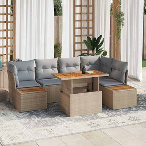 vidaXL Garden Sofa Set with Storage 10 pcs Beige Poly Rattan