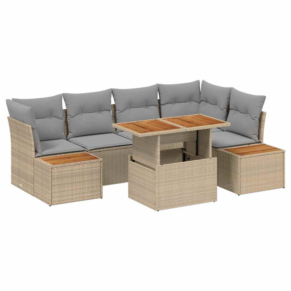 vidaXL Garden Sofa Set with Storage 10 pcs Beige Poly Rattan