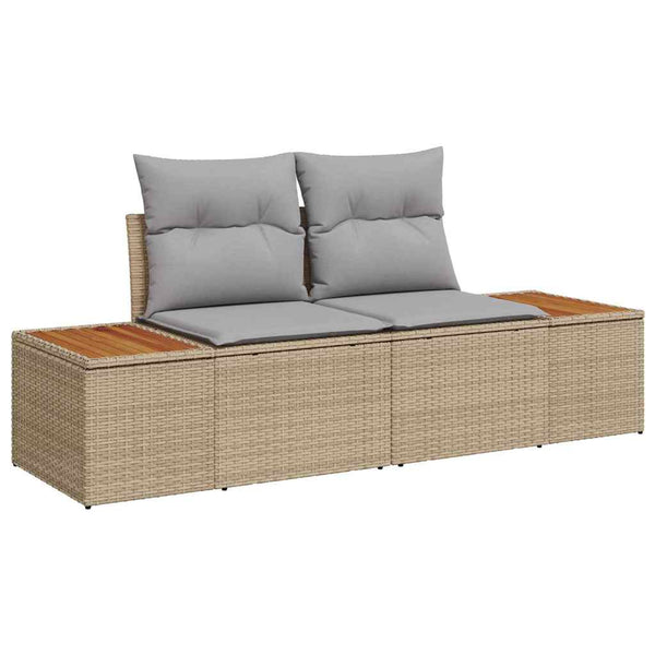 vidaXL Garden Sofa Set with Storage 10 pcs Beige Poly Rattan