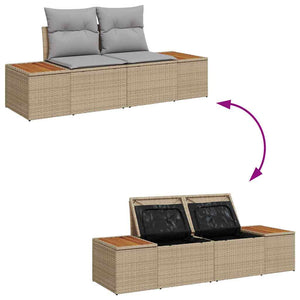 vidaXL Garden Sofa Set with Storage 10 pcs Beige Poly Rattan