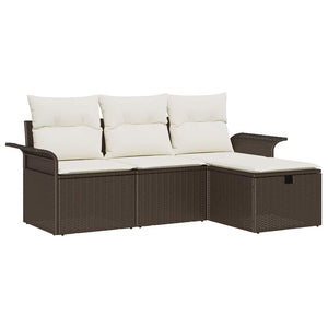 vidaXL Garden Sofa Set with Cushions 4 pcs Brown and Cream Poly Rattan