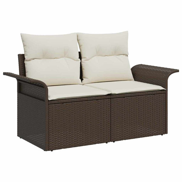 vidaXL Garden Sofa Set with Cushions 4 pcs Brown and Cream Poly Rattan