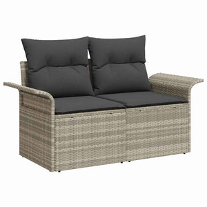 vidaXL Garden Sofa Set with Cushions 4 pcs Light Grey Poly Rattan