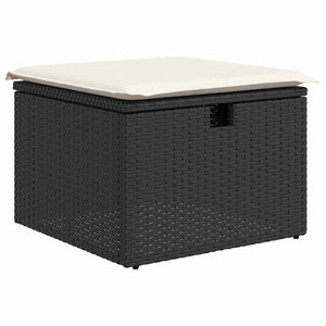 vidaXL Sofa Set with Cushions with Storage Black and Cream Poly Rattan