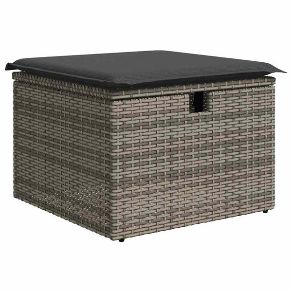 vidaXL Sofa Set with Cushions and Storage 7 pcs Grey Poly Rattan