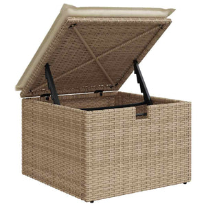 vidaXL Sofa Set with Cushions with Storage Beige and Cream Poly Rattan