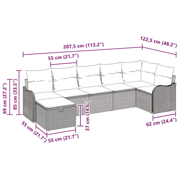 vidaXL Sofa Set with Cushions with Storage Beige and Cream Poly Rattan