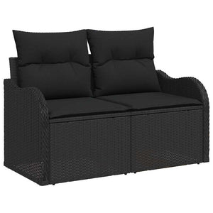 vidaXL Sofa Set with Cushions with Storage 7 pcs Black Poly Rattan