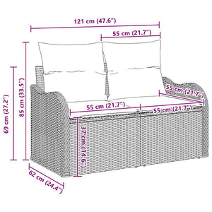 vidaXL Sofa Set with Cushions with Storage 7 pcs Black Poly Rattan