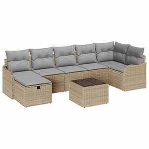 vidaXL Sofa Set with Cushions with Storage Beige and Light Grey Poly Rattan