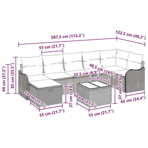 Schwarzes Poly-Rattan Sofa Set mit Kissen & Stauraum