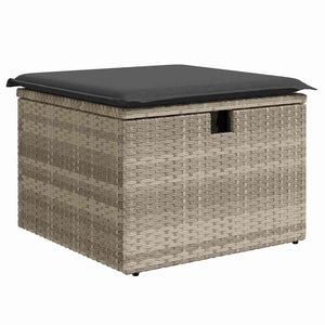 Hellgraues Poly-Rattan Sofa-Set mit Kissen & Stauraum