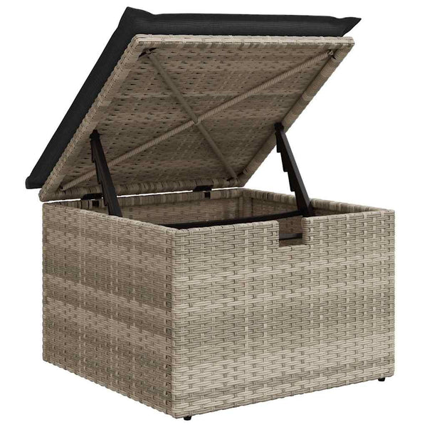 Hellgraues Poly-Rattan Sofa-Set mit Kissen & Stauraum