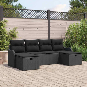 Poly Rattan Sofa Set mit Kissen & Stauraum