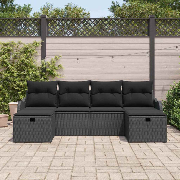 Poly Rattan Sofa Set mit Kissen & Stauraum