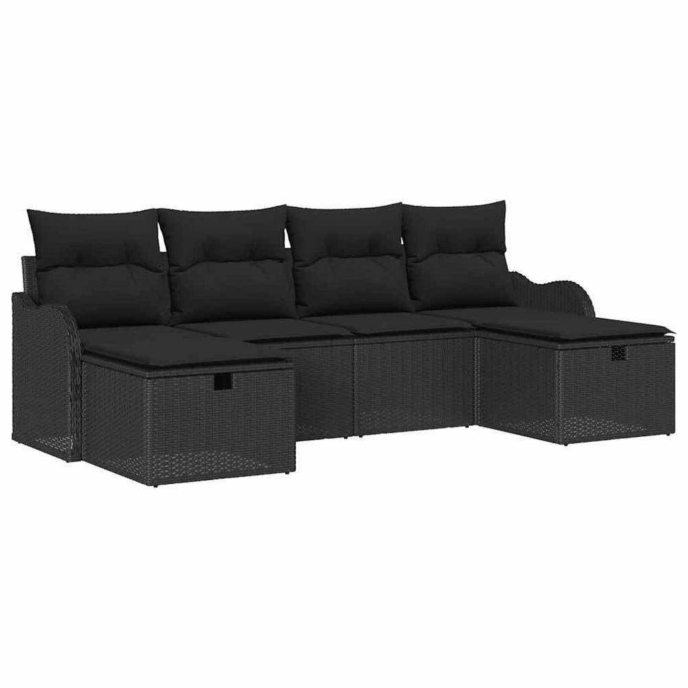 Poly Rattan Sofa Set mit Kissen & Stauraum