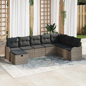 Graues Poly-Rattan Sofa Set mit Kissen & Stauraum