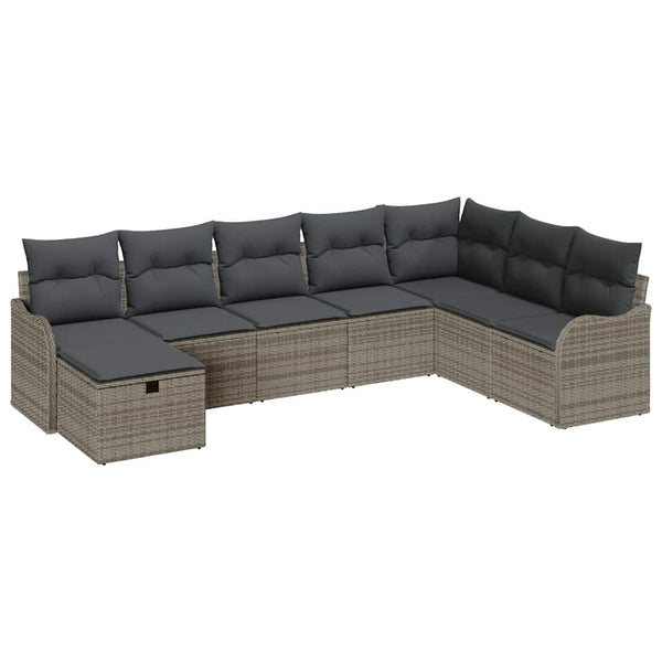 Graues Poly-Rattan Sofa Set mit Kissen & Stauraum