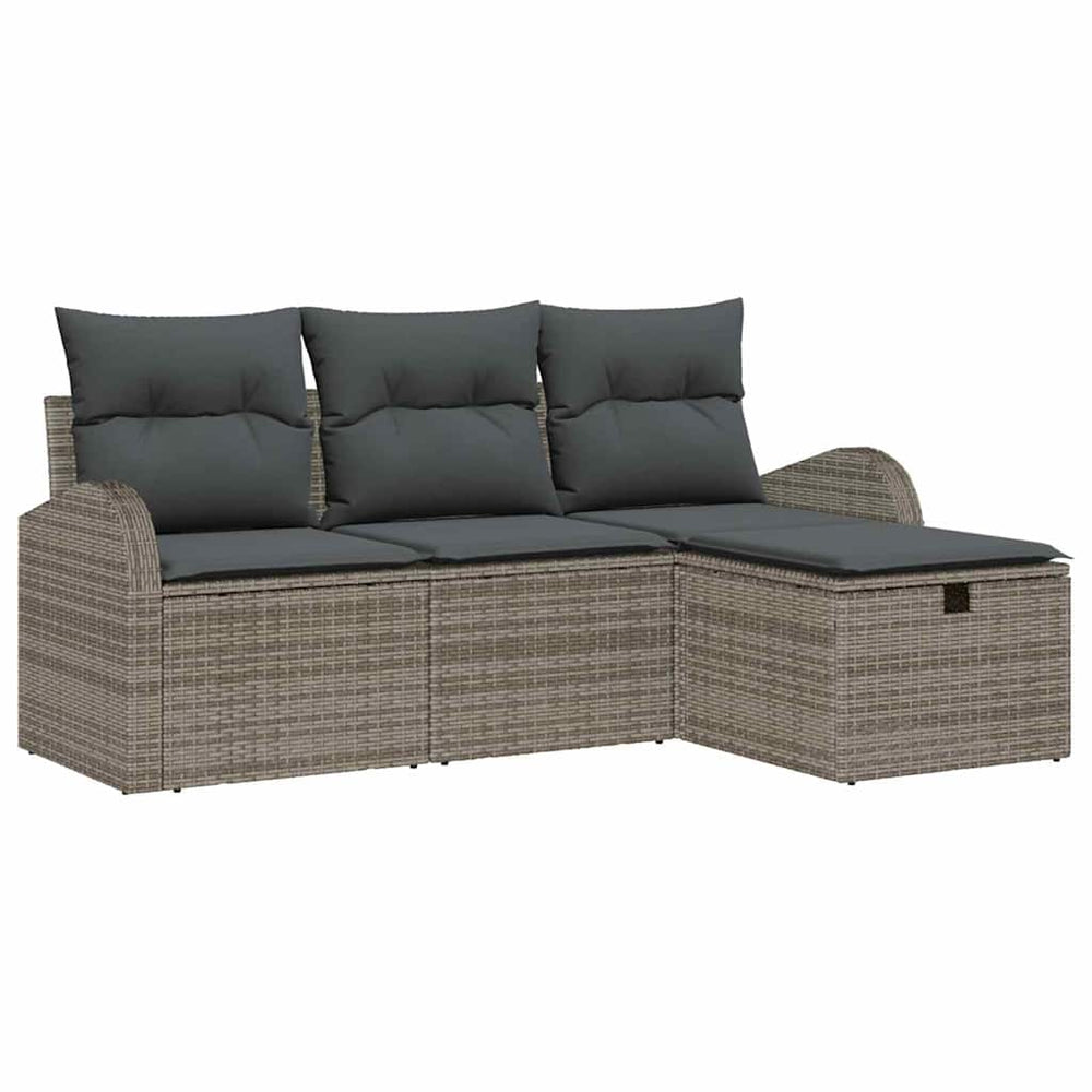 Graues Poly-Rattan Sofa Set mit Kissen