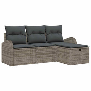 Graues Poly-Rattan Sofa Set mit Kissen