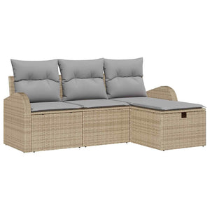 Poly Rattan Sofa Set Beige/Hellgrau 4-teilig