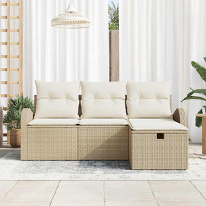 Poly Rattan Sofa Set Beige & Creme 4-teilig